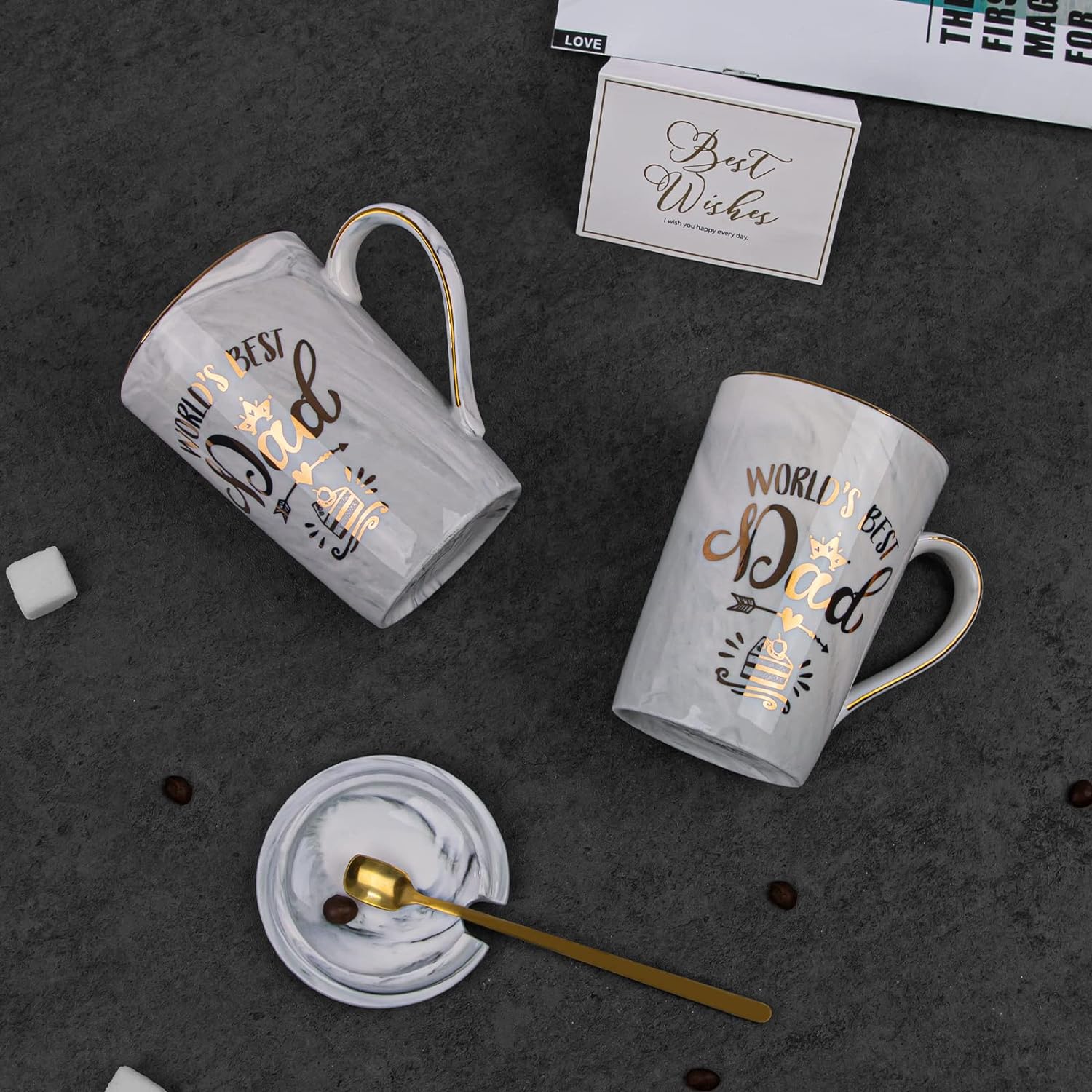 Mothers Day Gifts for Mom from Daughter, Son, Kids - World's Best Mom, Birthday Present, Marble Ceramic Coffee Cup with Lid Cards - 4oz Mothers Day Gifts for Mom from Daughter, Son, Kids - World's Best Mom, Birthday Present, Marble Ceramic Coffee Cup with Lid Cards - 4oz